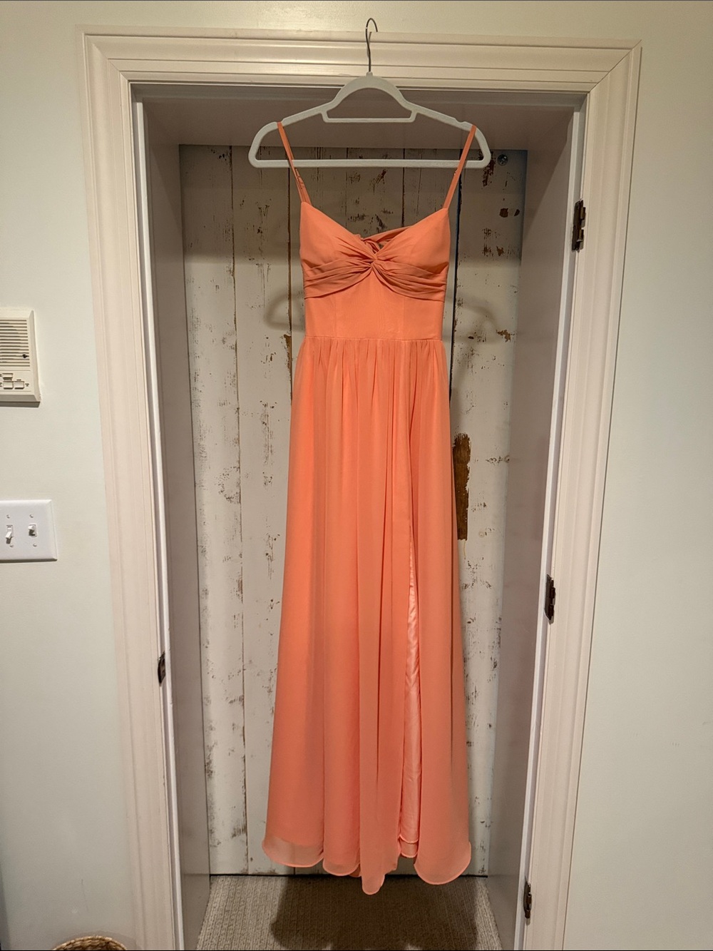 Azazie Peach Spaghetti-Strap Maxi Dress
